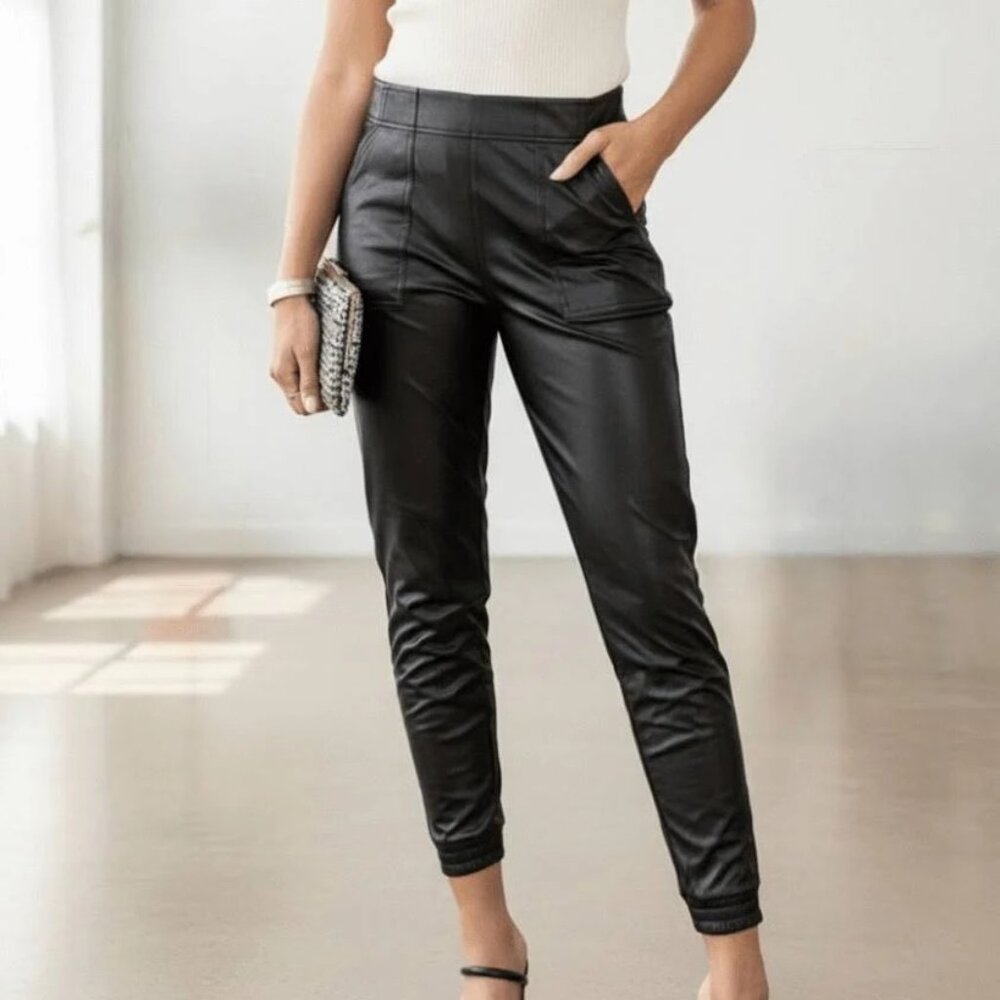 Spanx Faux Leather Jogger Pant, Large, Black